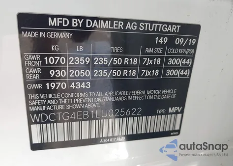 2020 Mercedes-Benz Gla 250 из США, поврежденный, VIN WDCTG4EB1LU025622